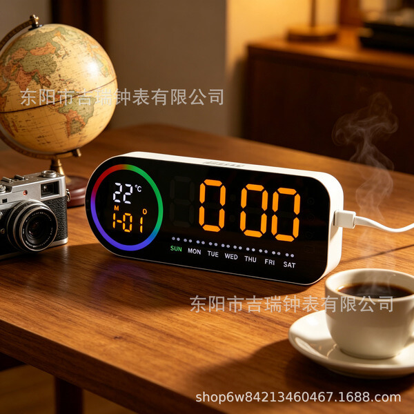 Colorful Voice-Controlled Alarm Clock | Multi-Functional Bedside Temperature Clock - Image 7