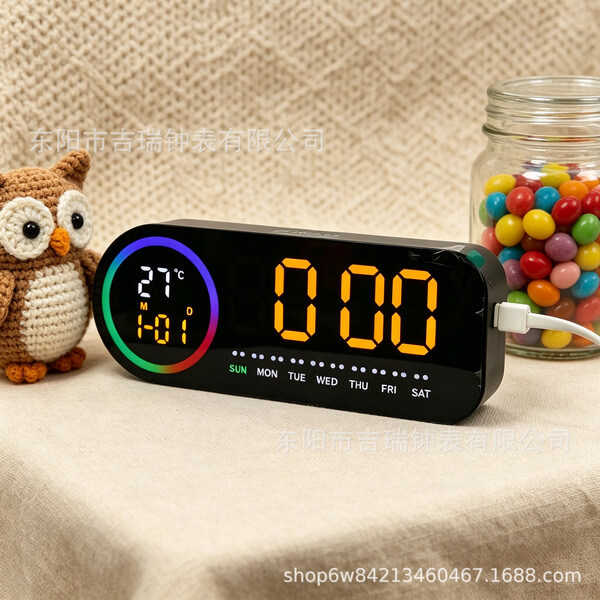 Colorful Voice-Controlled Alarm Clock | Multi-Functional Bedside Temperature Clock - Image 2