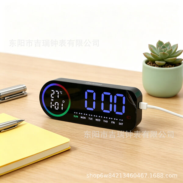 Colorful Voice-Controlled Alarm Clock | Multi-Functional Bedside Temperature Clock - Image 5